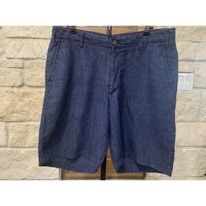 Turtleson Men's 100% Linen Shorts Dark Blue 10” Inseam Size 36